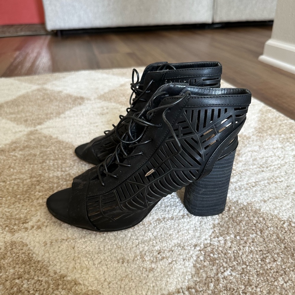 Sam Edelman Black Lace-Up Heeled Sandals